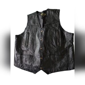 Vintage‎ Roberto Amee Men's Black Leather patchwork Vest Size L